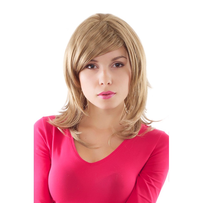 Lady Women Wig shoulder length straight parting medium blond GFW941