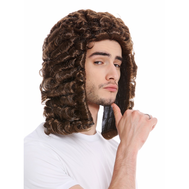 Men Party Wig Halloween historic Baroque Victorian Lord Judge curls brown PW0171