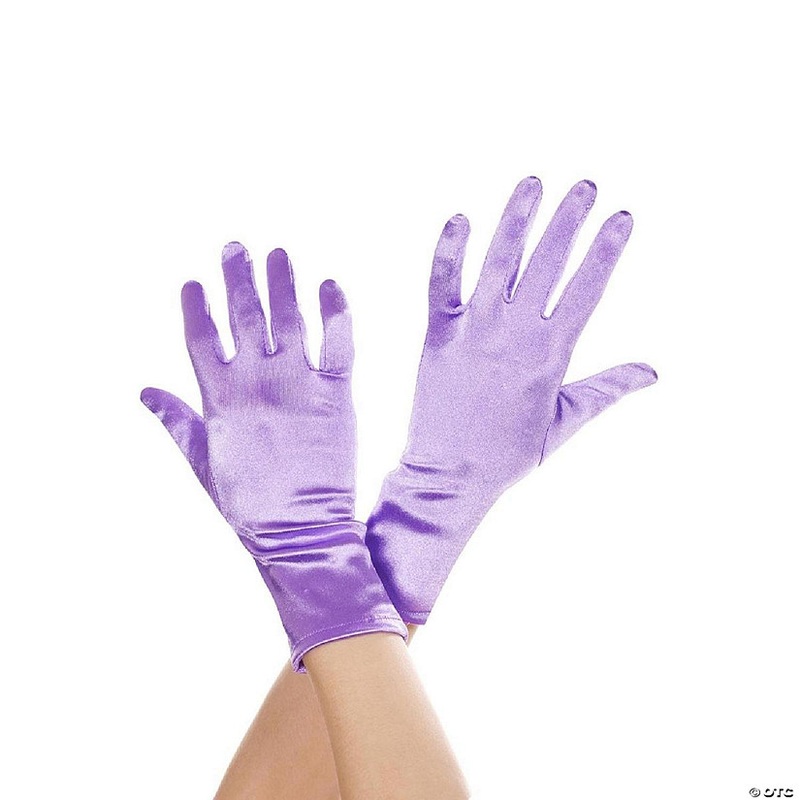 Music Legs 461-PURPLE Wrist Length Satin Gloves, Purple