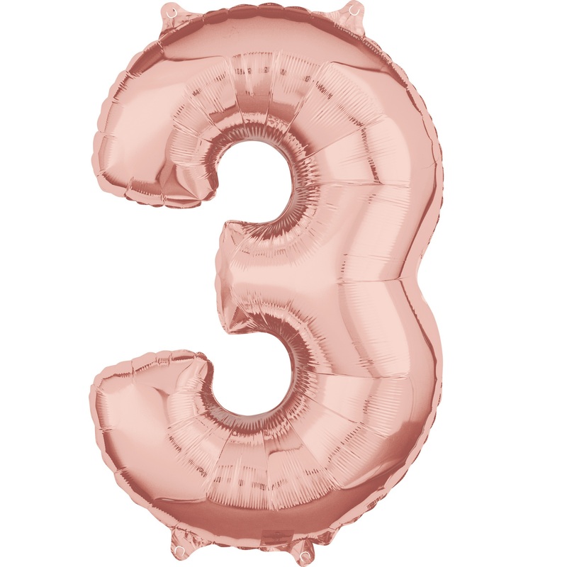 Number 3 rose gold foil balloon 66cm
