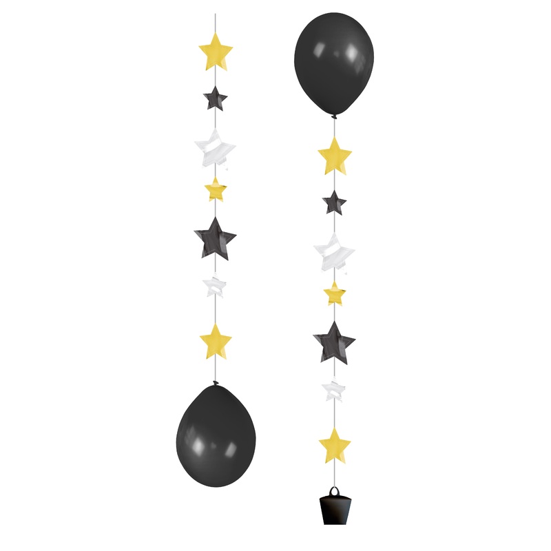 Set of 3 sparkling stars balloon pendants