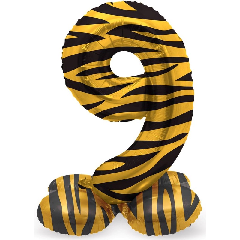 Standing Number 9 Balloon Tiger 41cm