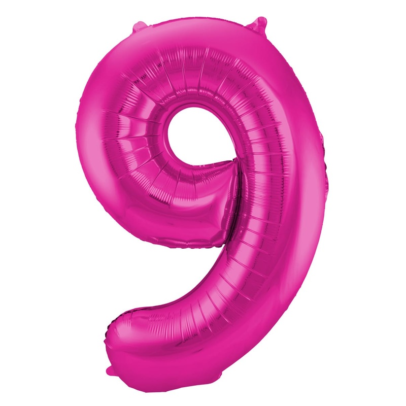 XXL number balloon 9 magenta 86cm
