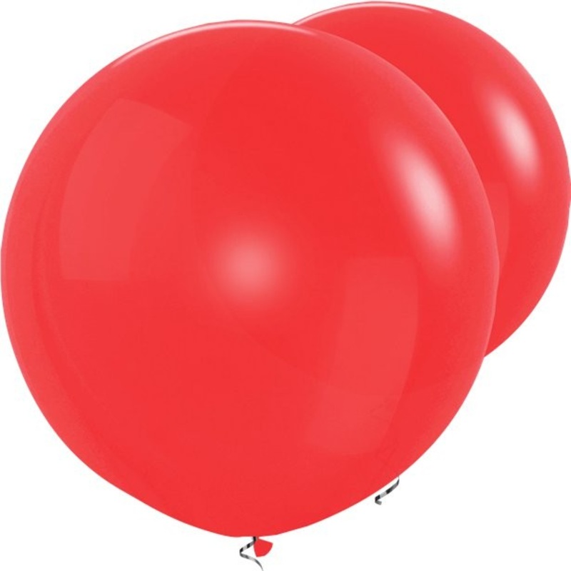 2 red XL balloons 91cm