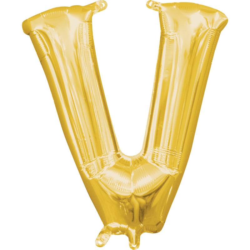 Mini foil balloon letter V gold 35cm