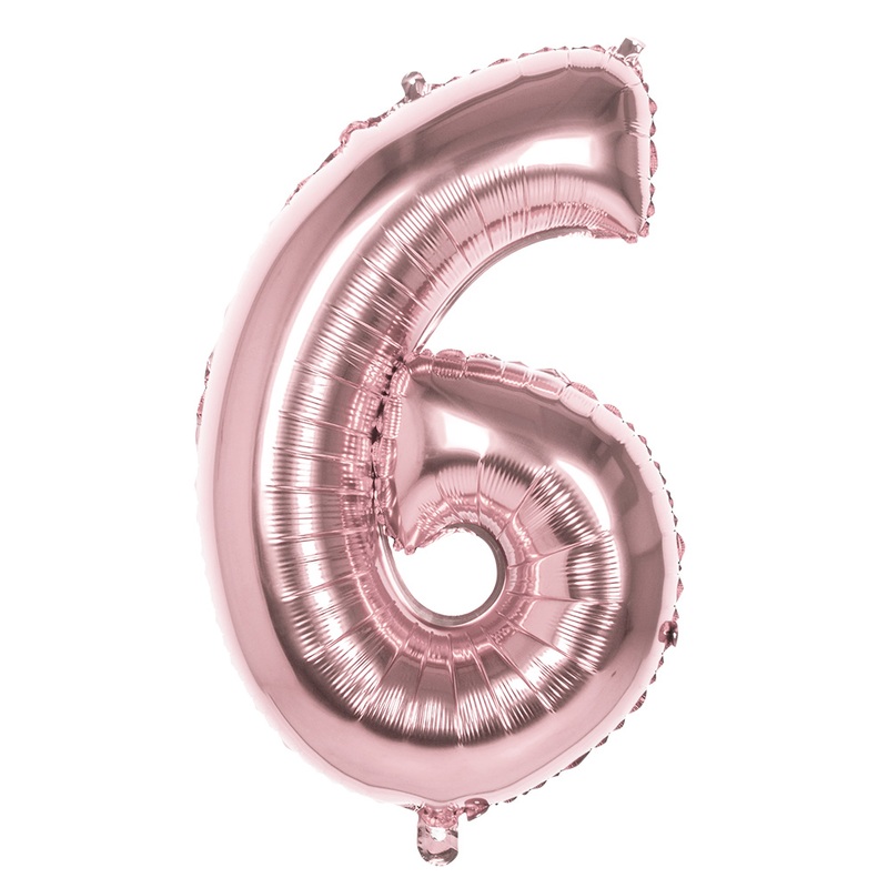 Rose gold number 6 foil balloon 86cm