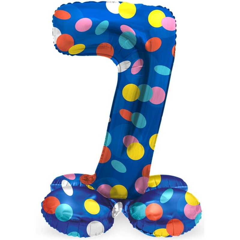 Standing number 7 balloon confetti rain 41cm