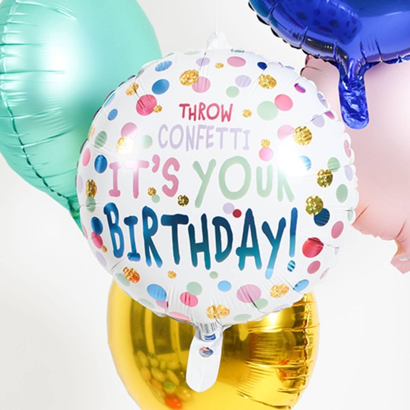 Throw Confetti Birthday Foil Balloon 45cm