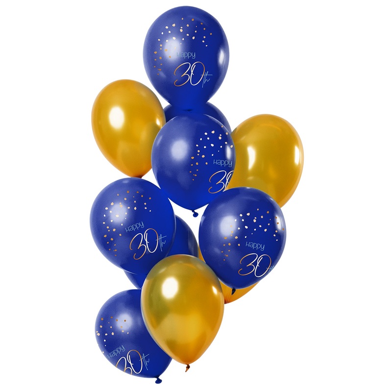 30th birthday 12 latex balloons elegant blue