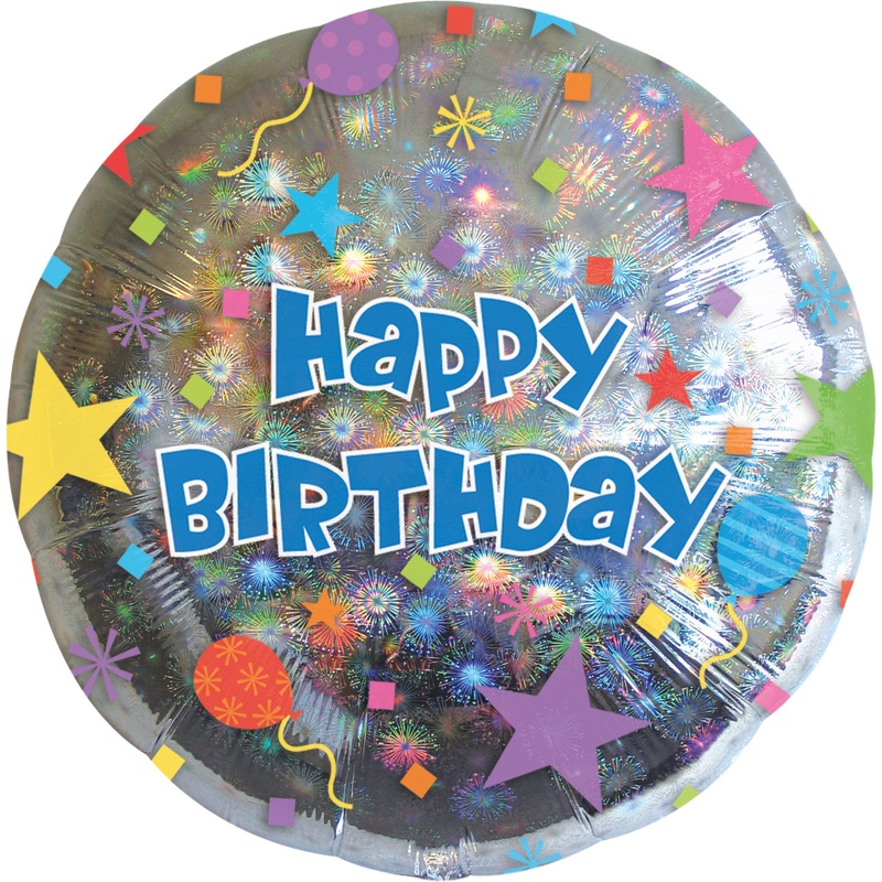 Happy Birthday shimmer balloon round