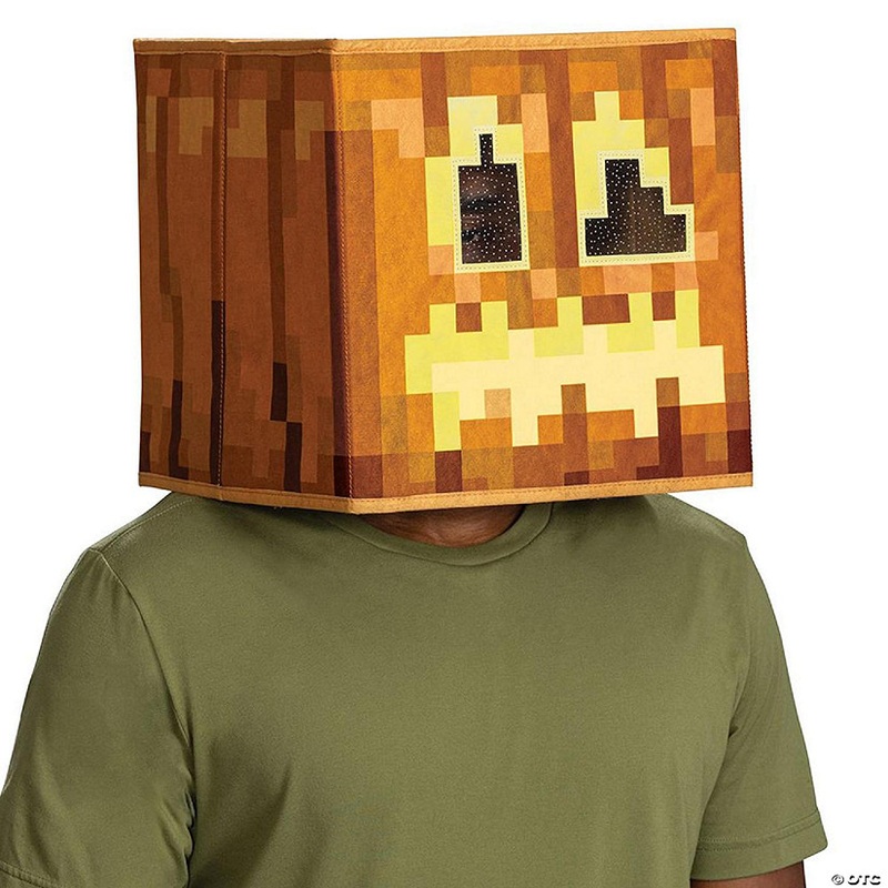 Minecraft Jack ‘O Lantern Block Head Glow In The Dark Costume Mask
