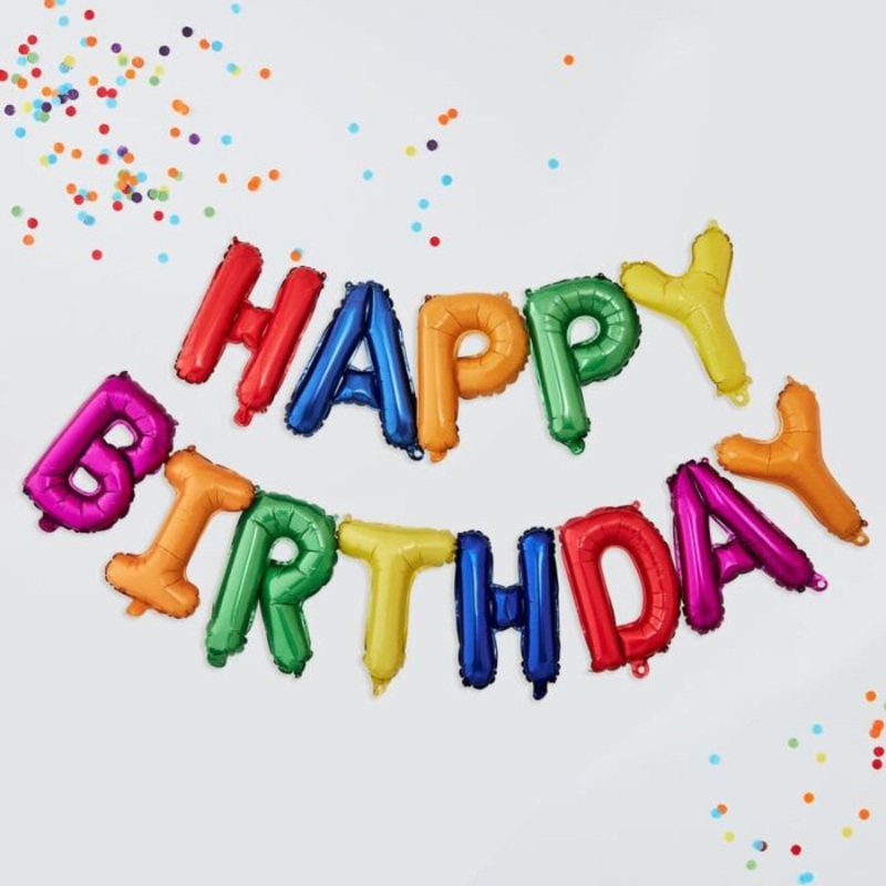 Rainbow Birthday lettering 33 x 40cm