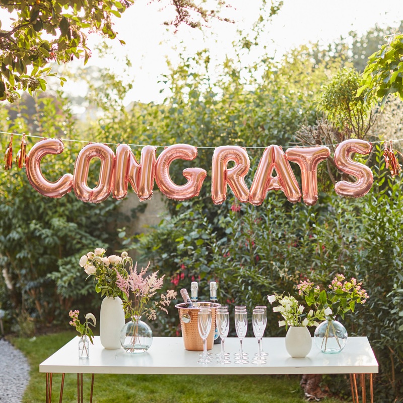 1 foil balloon lettering Congrats rose gold