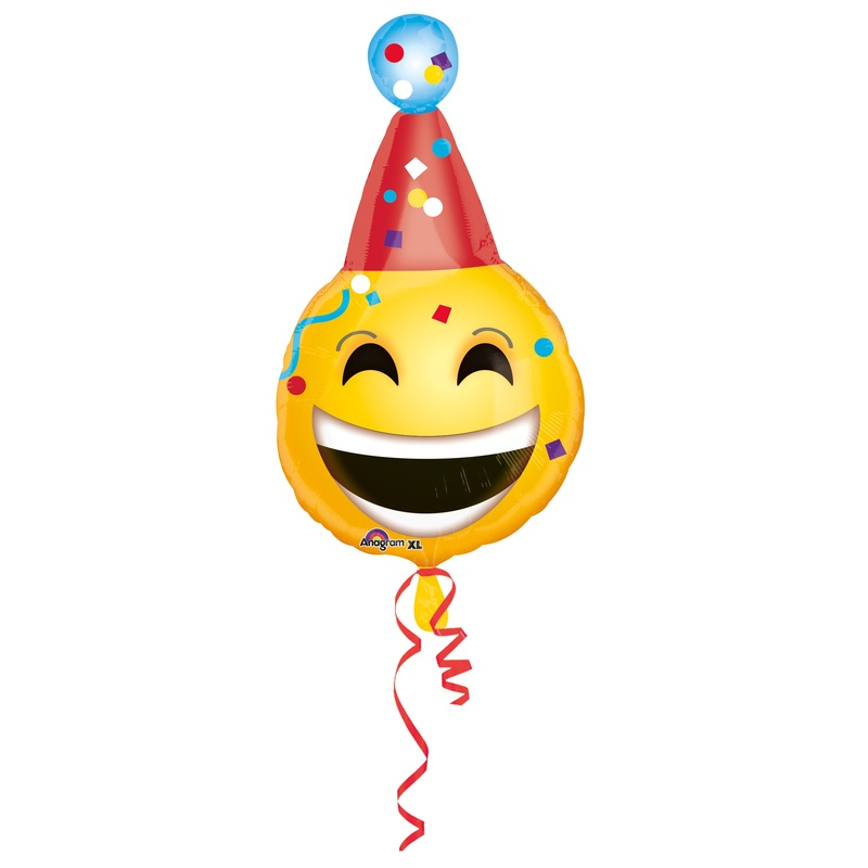 Foil balloon Happy Smiley with party hat