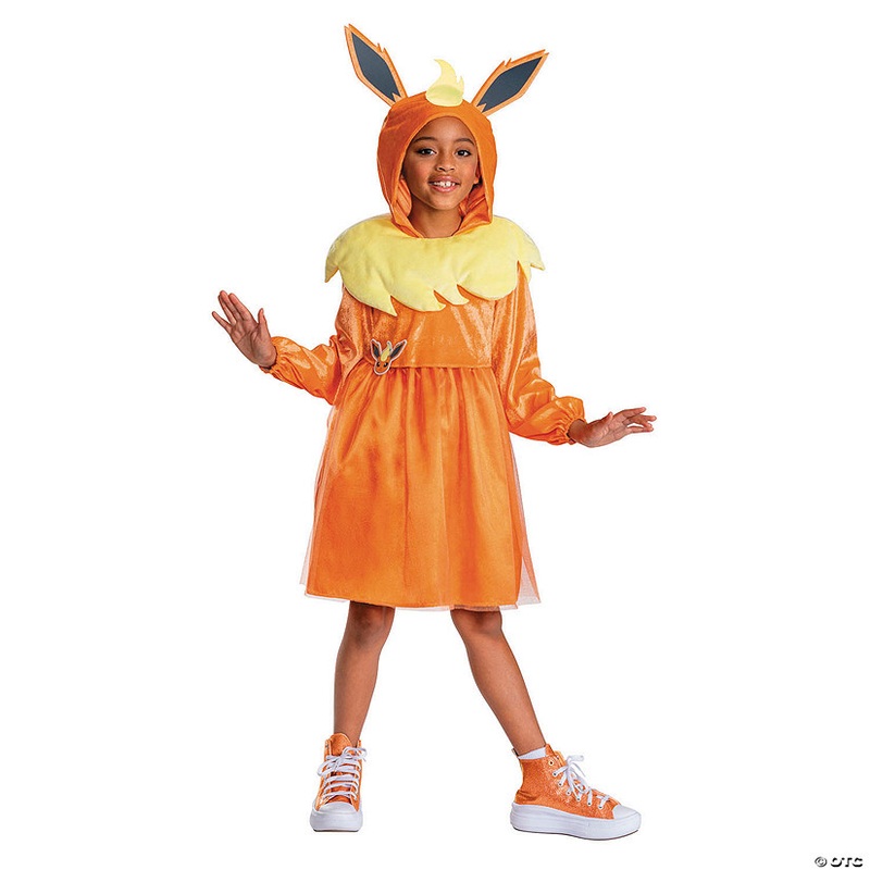 Kids Pokmon Flareon Hooded Dress Costume
