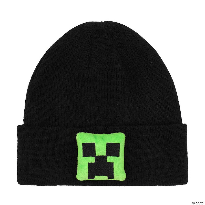 Minecraft Plush Creeper Patch Youth Black Cuff Beanie