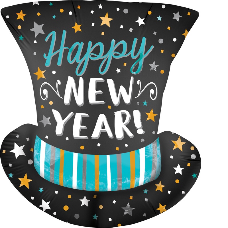 New Year cylinder foil balloon 53 x 60cm