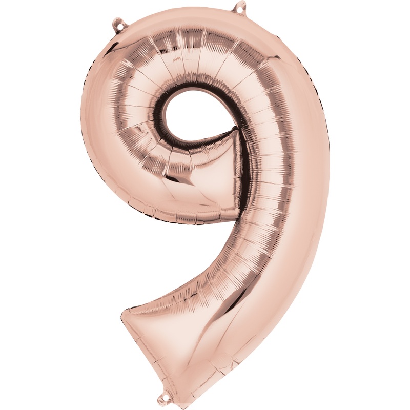 Number balloon 9 rose gold 88cm