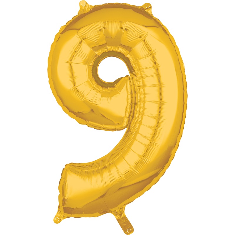 Numbers foil balloon 9 gold 66cm