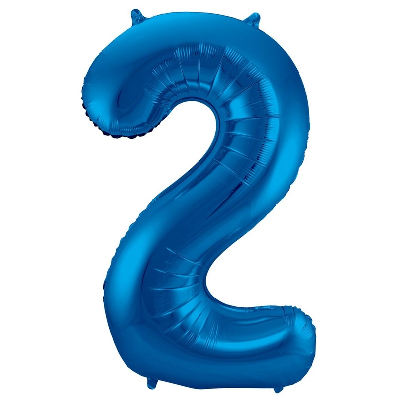 XXL number balloon 2 blue 86cm