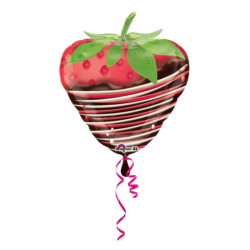 Foil balloon strawberry with chocolate icing