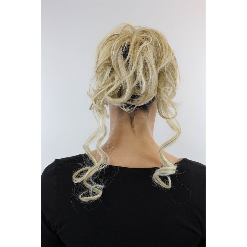 Hair Piece baroque voluminous wild curled scrunchy comb ash blond mix YZF-3072HT