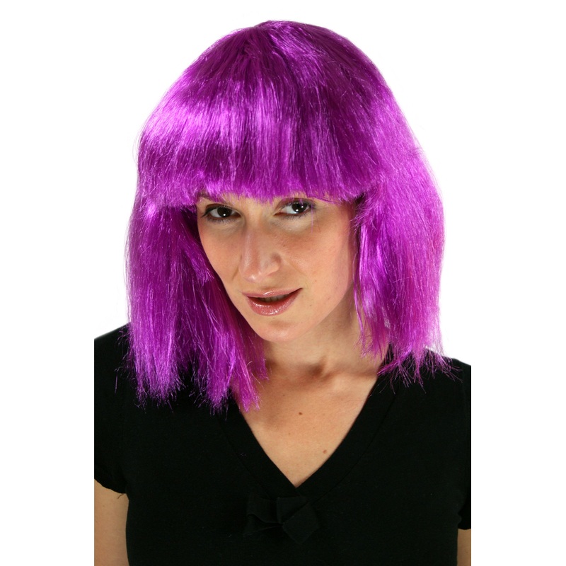Halloween Lady wig Long Bob medium long bangs volume purple disco glam SY-006
