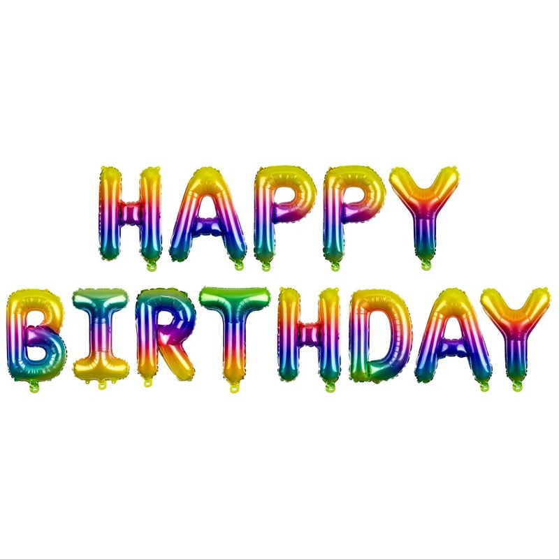 Happy Birthday lettering rainbow colors