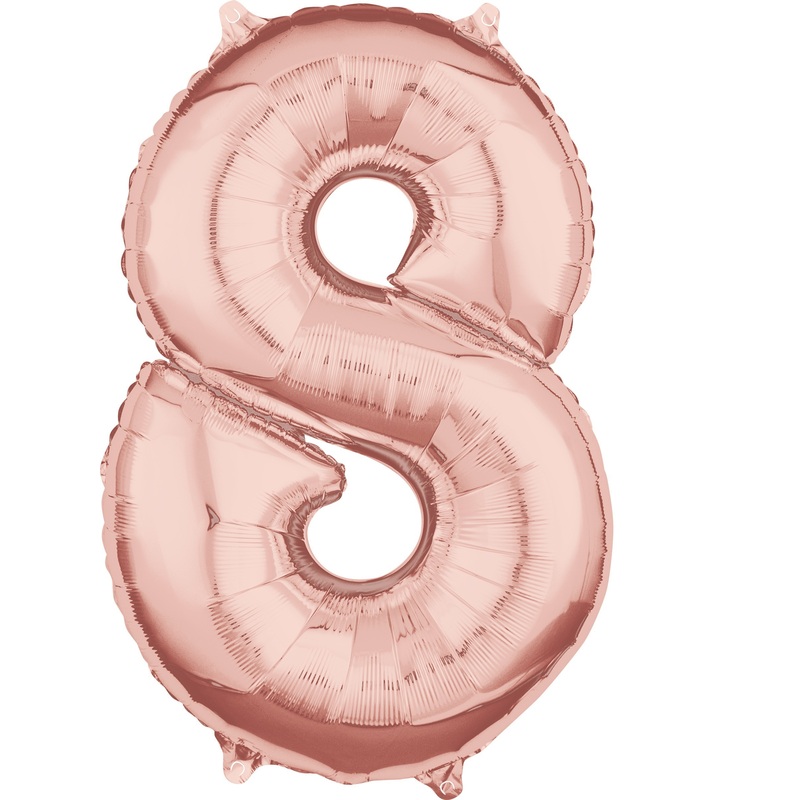 Number 8 rose gold foil balloon 66cm