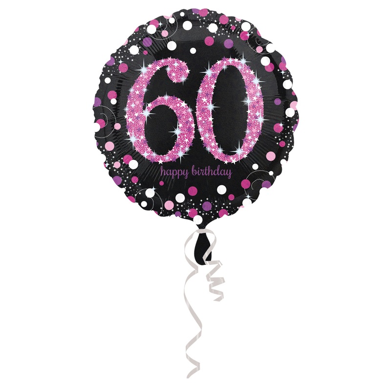 Pink 60th Birthday foil balloon 43cm