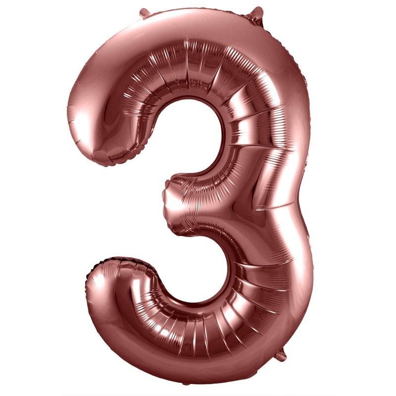 Rose gold metallic number 3 balloon 86cm
