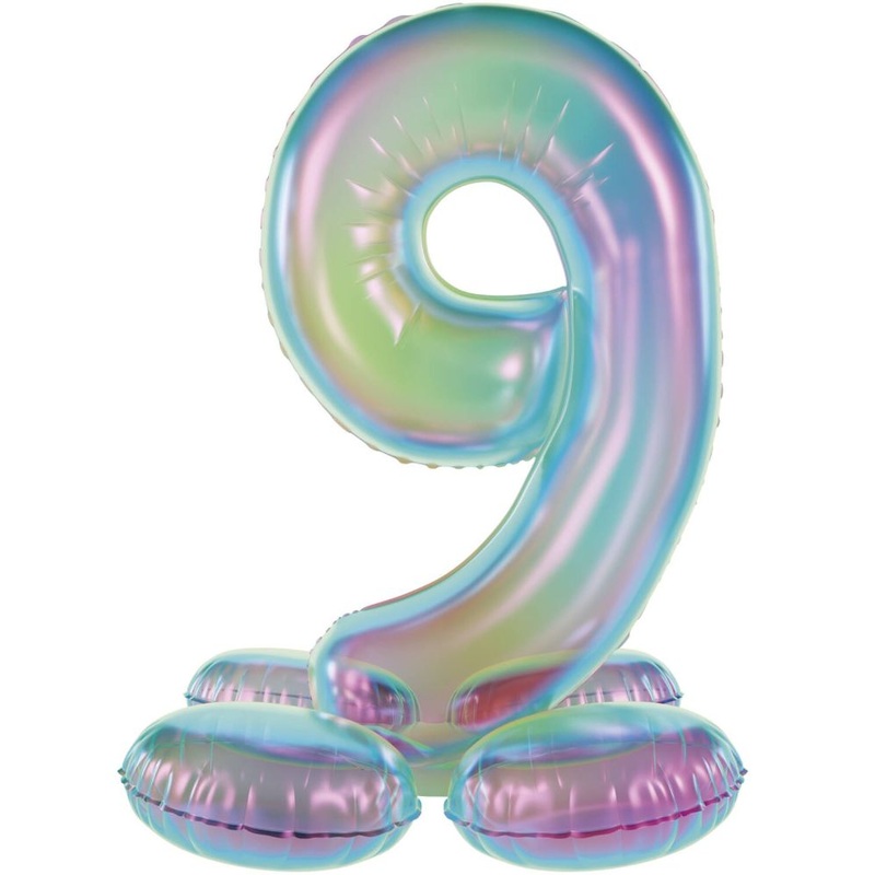 Standing foil balloon iridescent number 9
