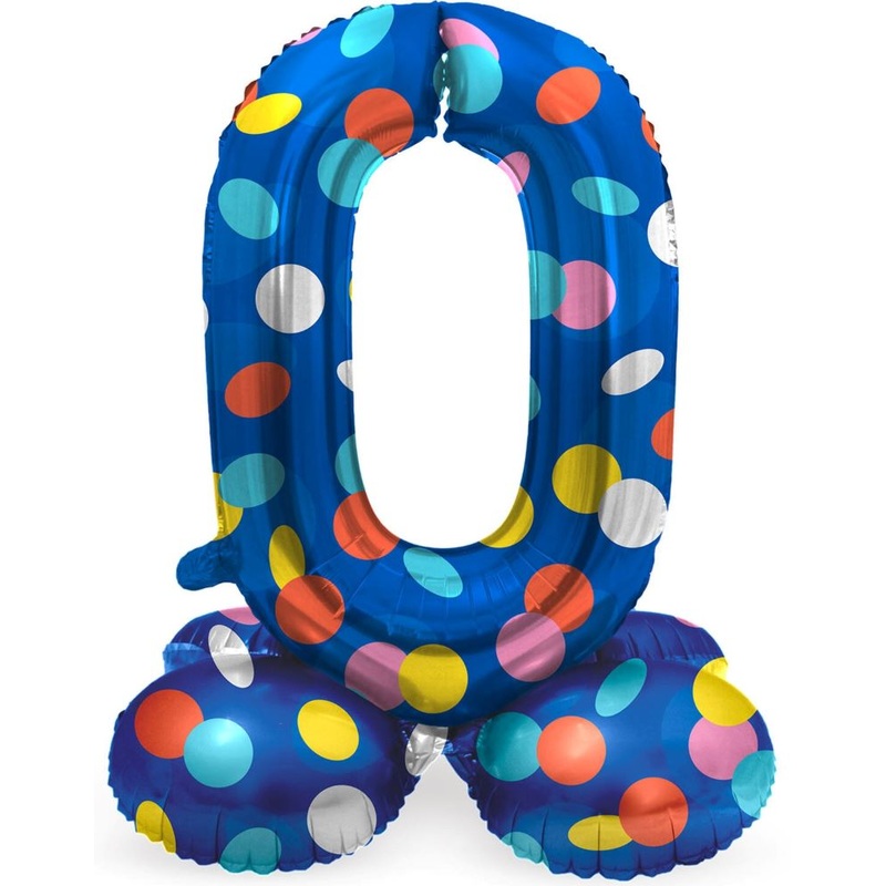 Standing number 0 balloon confetti rain 41cm