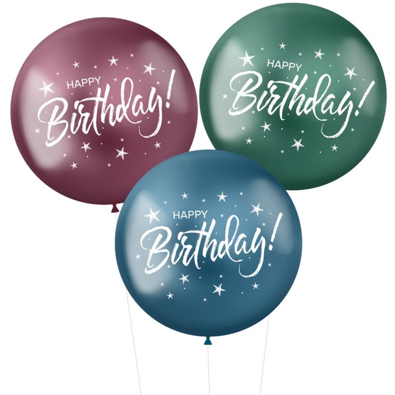 3 XL metallic gloss balloons for birthdays 48cm
