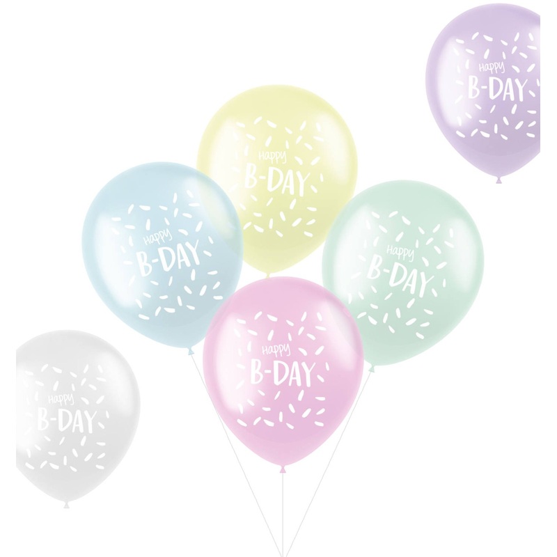 6 Happy B-Day latex balloons 33cm