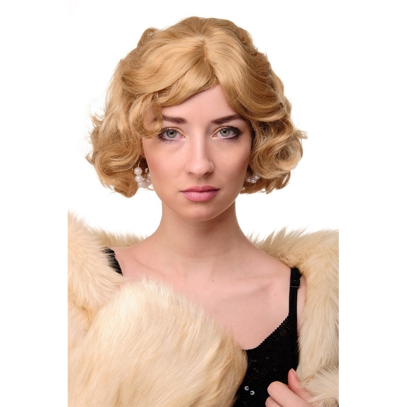 Lady wig Short Bob 20s 30s Movie Star Charleston Swing Wave honey blonde A4002