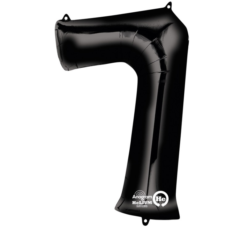 Number 7 black XL foil balloon 88cm