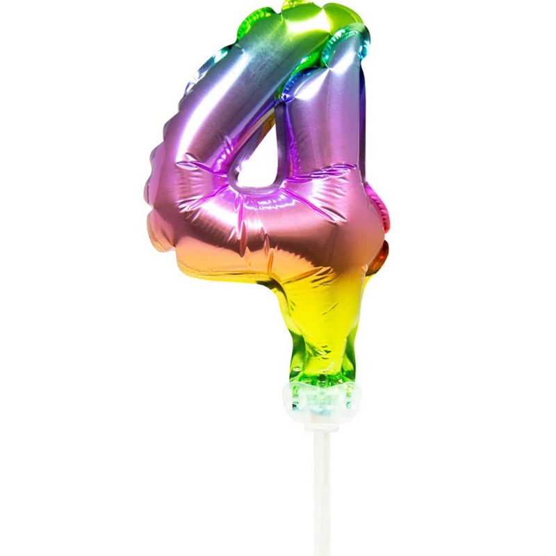 Rainbow cake decoration balloon number 4