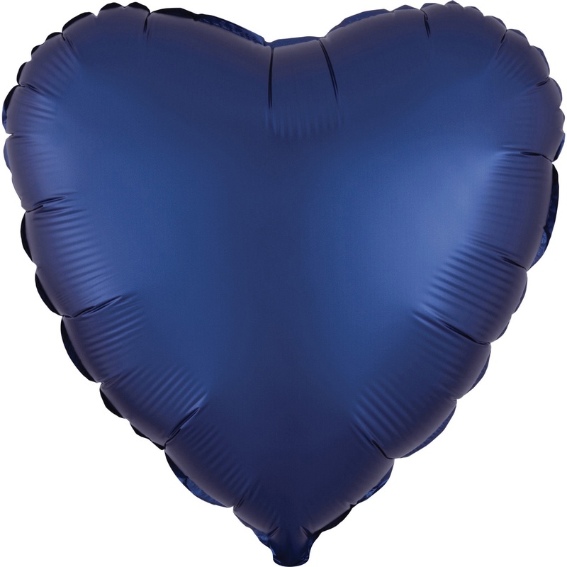 Satin heart balloon royal blue 43cm