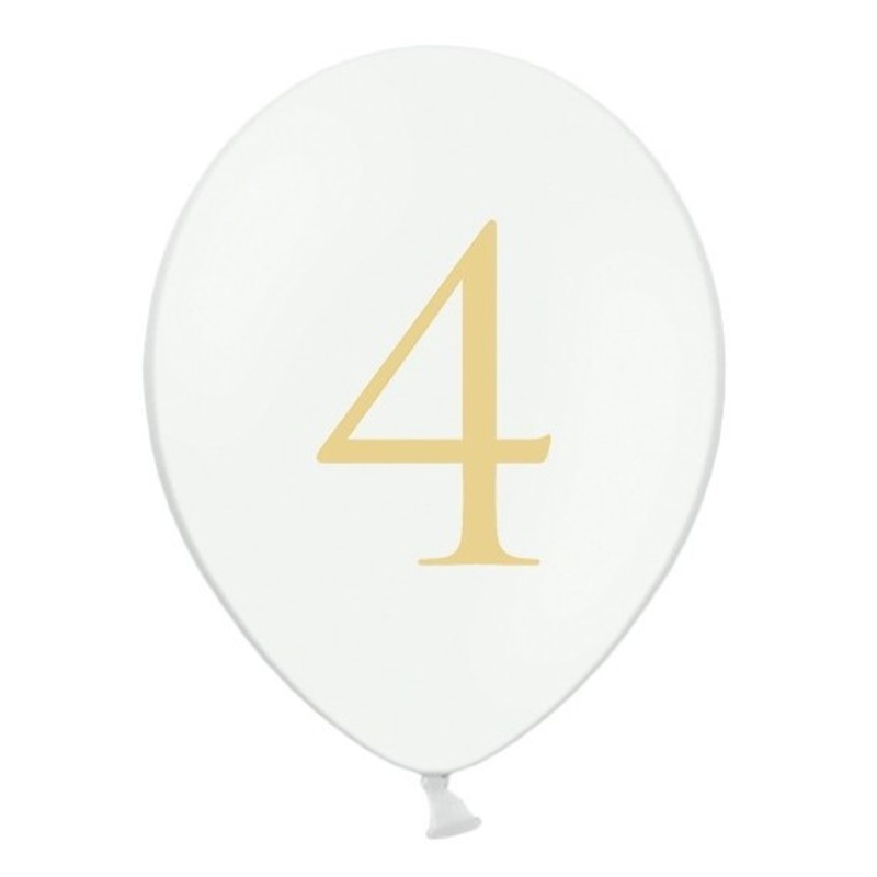 50 white balloons golden number 4