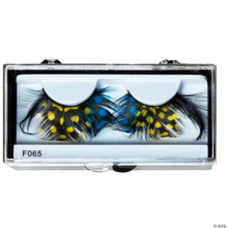 EYELASHES FEATHER YELLOW BLUE