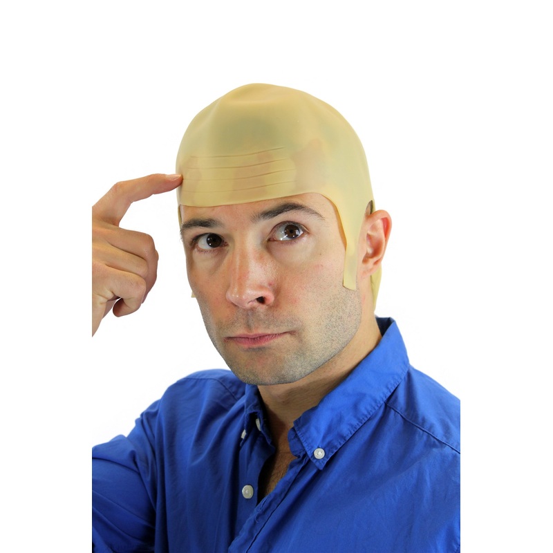 Halloween costume wig trashy bald head skinhead old man rubber head 5661