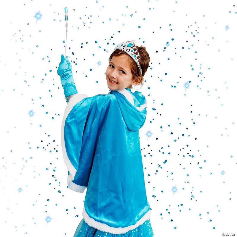 Snow Princess Kids Cape with Hood – A Gorgeous Ice Blue Children’s Warm Winter Wrap Shawl, Cape Only – Large, 5-6yrs