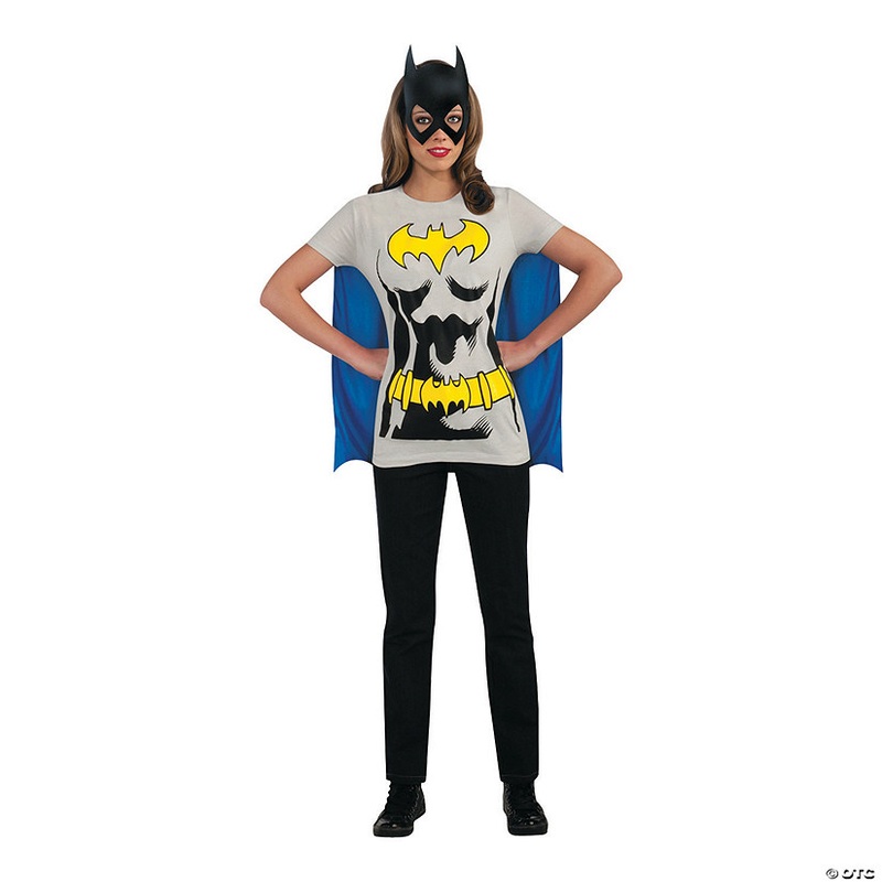Womens Batgirl T-Shirt Costume with Cape
