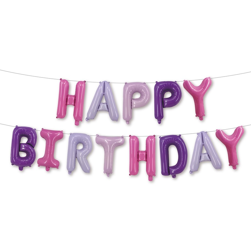 Foil balloon set Dahlia Happy Birthday 40cm