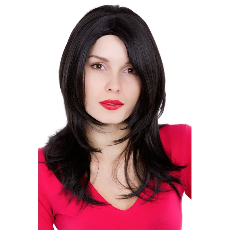 Lady wig straight slightly curved tips smiddle parting very long Gothic  GFW487