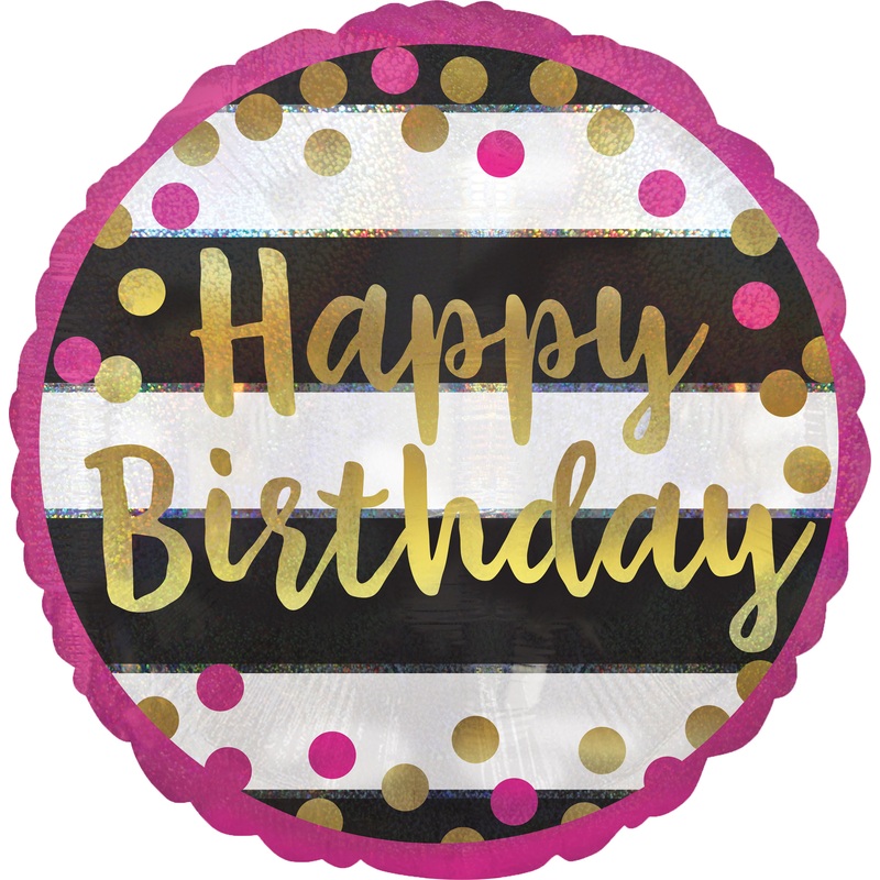 Round foil balloon Happy Birthday 43cm
