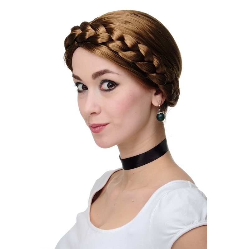 Wig Women Lady thick braid traditional German Ukrainian Russian Princess brown RJ010-P8