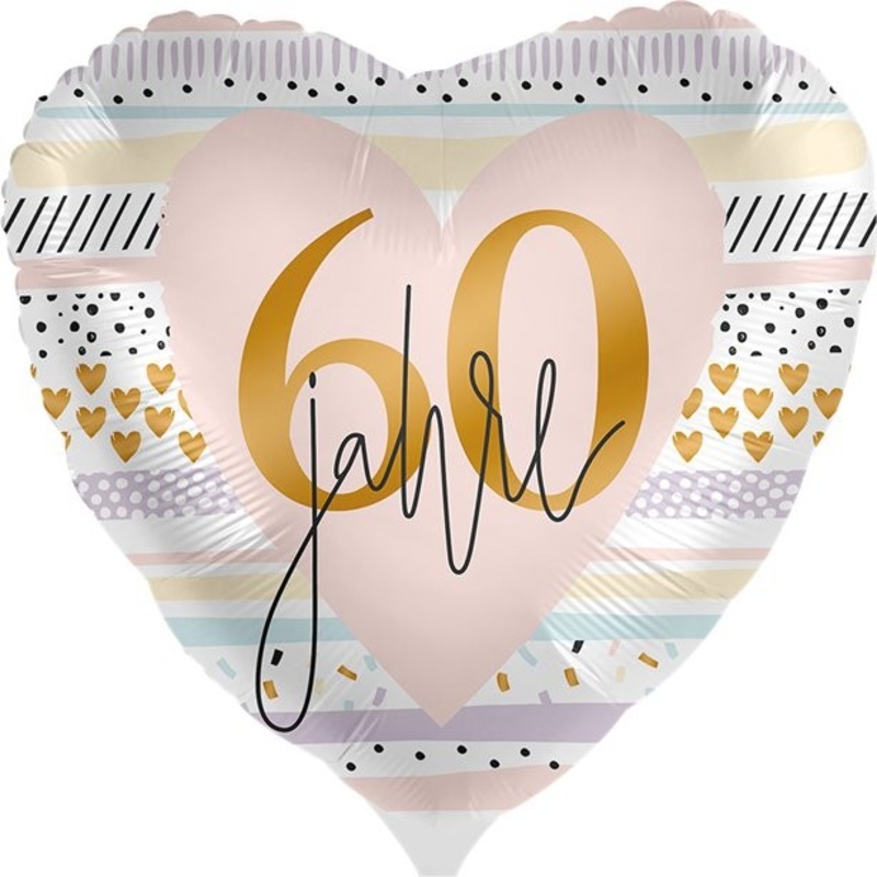 60 Rosy Years Heart Balloon 46cm