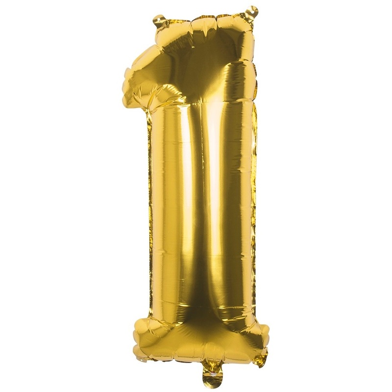 Foil balloon number 1 gold metallic 36cm